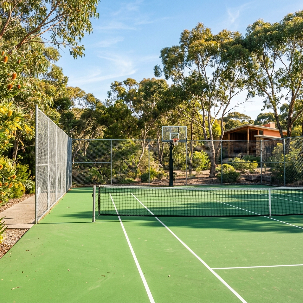 Full-size tennis court recreation